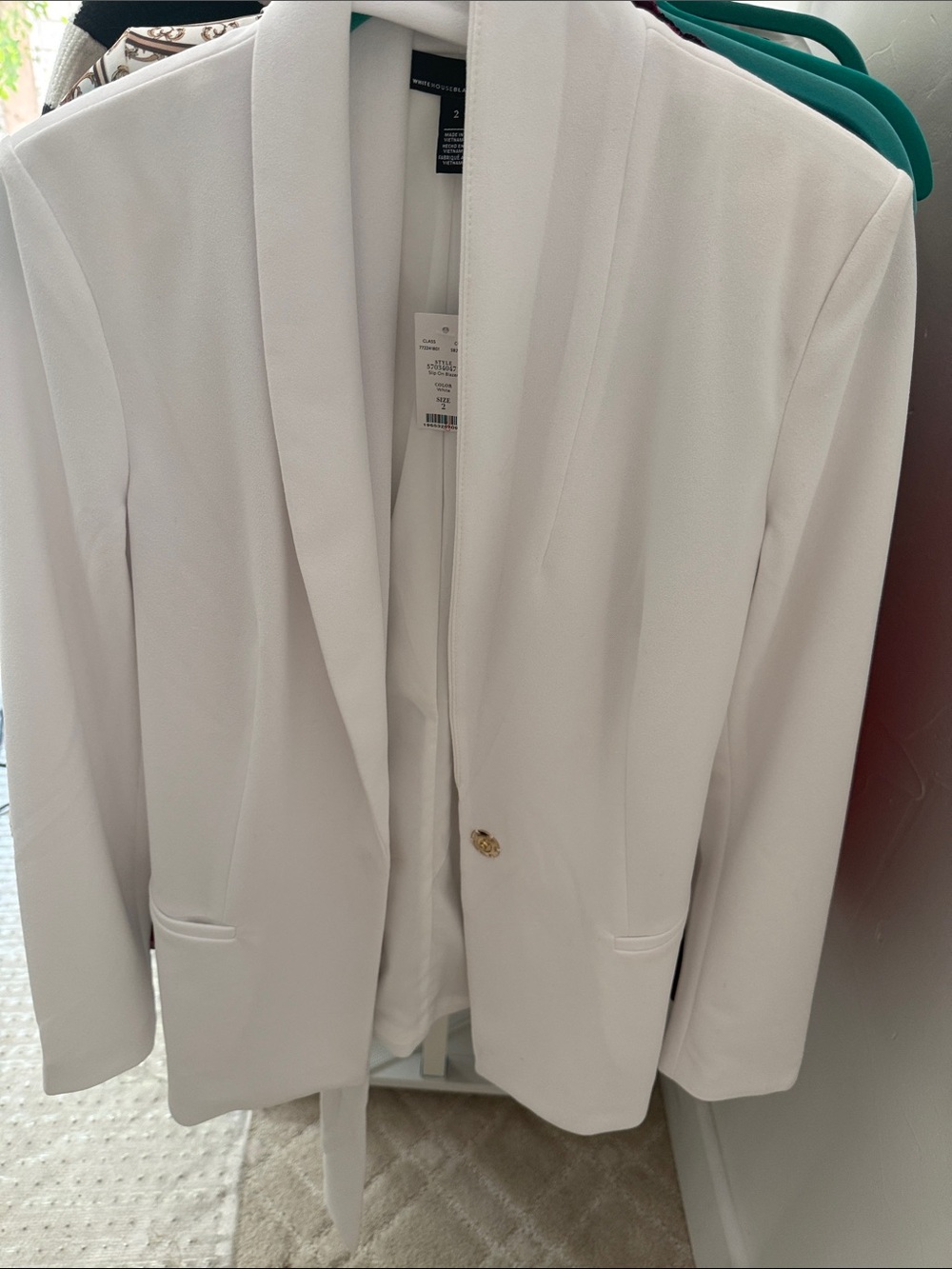 White House Black Market White Shawl Collar Single-Button Blazer